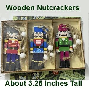 Set of Three Colorful Wooden Nutcrackers Wrapped up - Great Gift
